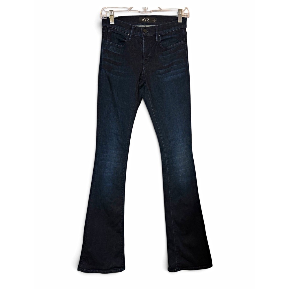 AYR Jeans Womens 27 Long Dark Wash High Rise Flare Stretch Made USA 34 Inseam